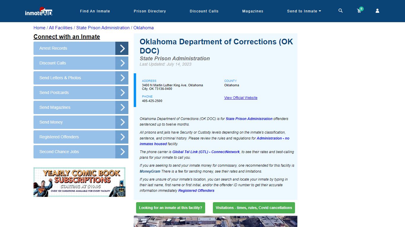 Oklahoma Department of Corrections (OK DOC) - InmateAid